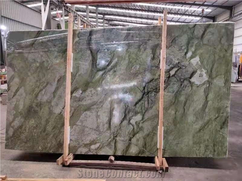 Polished Chinese Green Of Dandong Marble Tiles