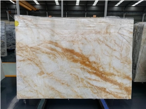 Polished Golden Jade White Marble Flooring Tile