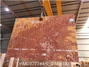 Polished Red Dragon Onyx Slabs for Kitchen Tiles