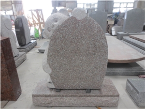 Polished Red Granite Teddy Bear Headstone