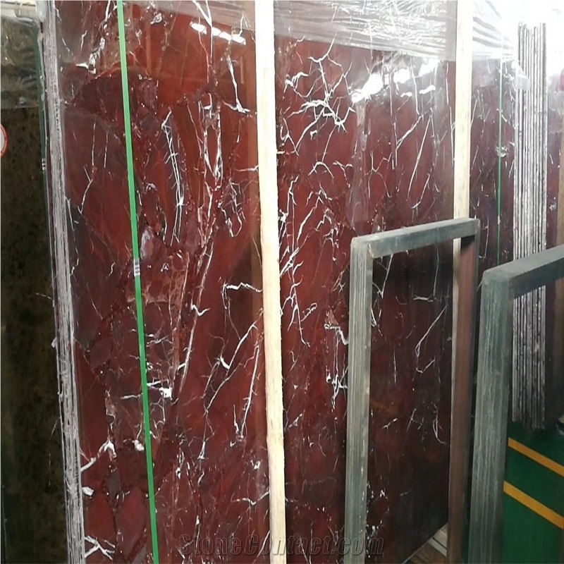Polished Rosso Golzar Marble Slabs