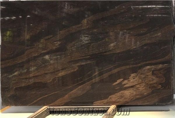 Polished Sri Lanka Fantasy Dark Brown Granite Slab