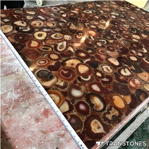 Polished Translucent Real Agate Hotel Wall Panel