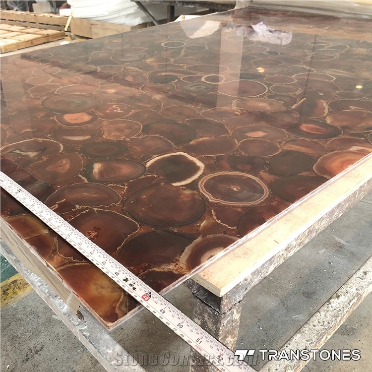 Polished Translucent Real Agate Hotel Wall Panel