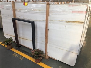 Polished White and Golden Verins Marble Slabs