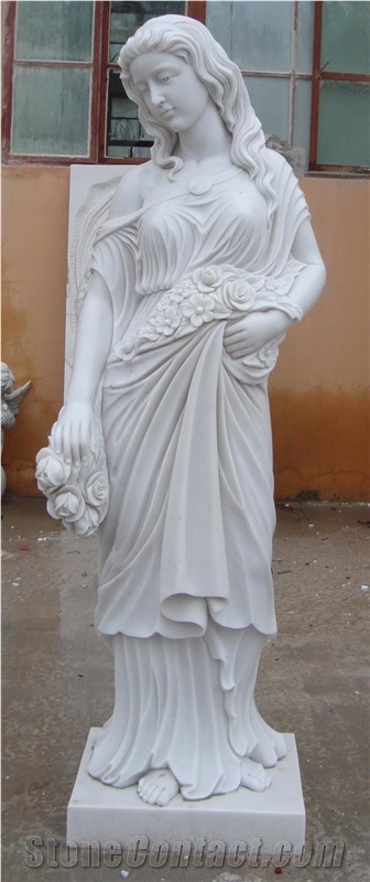 Pure White Marble Human Statue,Women Sculptured