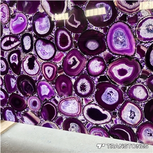 Purple Polished Real Agate Wall Panel Slabs