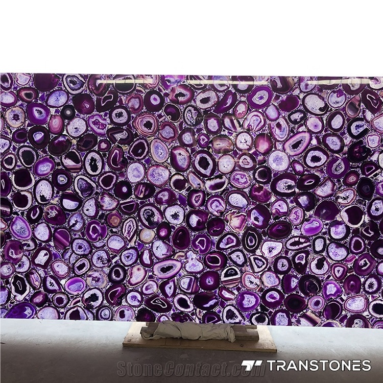 Purple Polished Real Agate Wall Panel Slabs