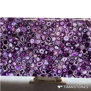 Purple Real Agate Semiprecious Stone Slab
