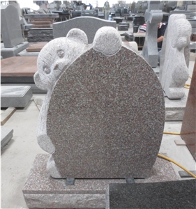 Red Granite Teddy Bear Headstone