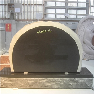 Rounded Rock Pitch Granite Tombstone