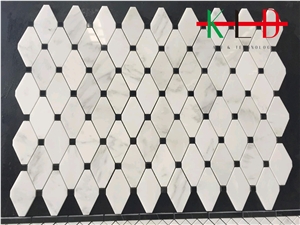 Sichuan White Marble Irregular Rhombus Mosaic Tile