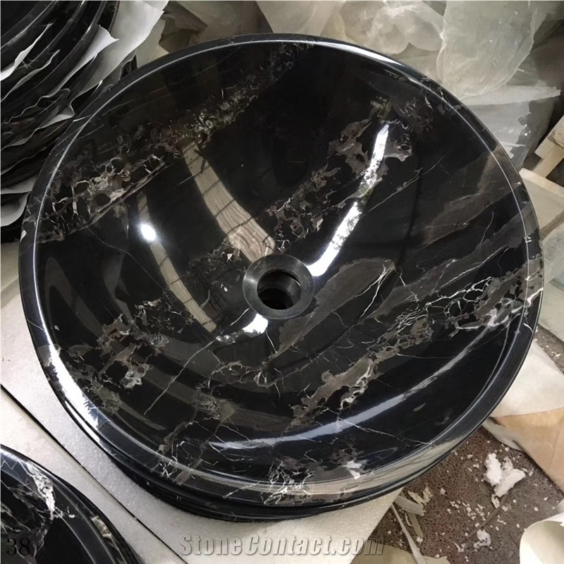 Silver Dragon Marble Black Wash Basins Stone Bowls
