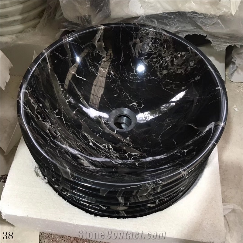 Silver Dragon Marble Black Wash Basins Stone Bowls