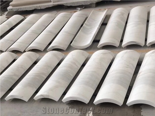 Statuario White Marble Column Cover Curve Arc Tile