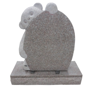 Teddy Bear Shaped Red Granite Headstone
