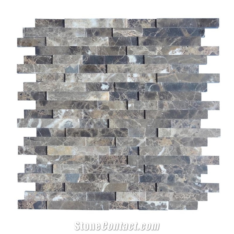Thick 4mm Dark Emperador Marble Mosaic Wall Tile