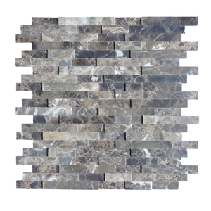 Thick 4mm Dark Emperador Marble Mosaic Wall Tile