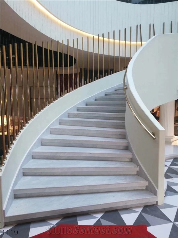 Volakas White Marble Hotel Stair Step Cladding