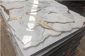 Water Jet Marble Inlay Mosaic Tiles Wall