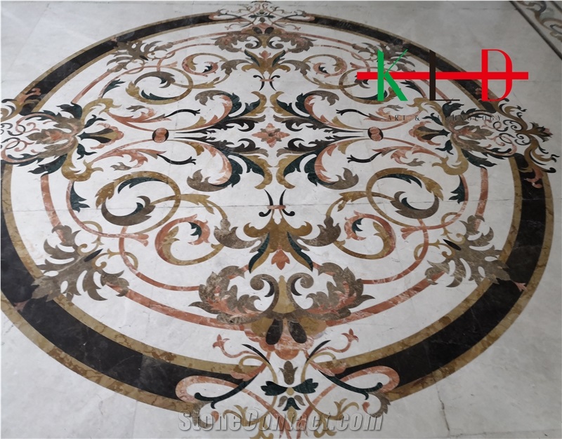 Waterjet Cut Inlaid,Polished Mable Floor Tiles