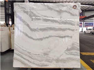 White Arabesque Marble Slab