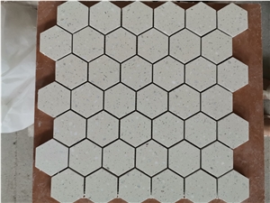 White Cement Terrazzo Hexagon Mosaic