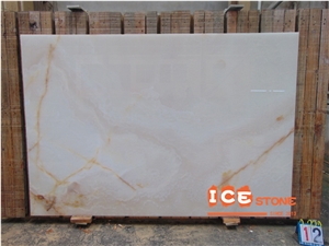 White Golden Jade Onyx Slabs Tiles Bookmatch