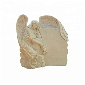 White Marble Stone Angel Tombstone and Monument