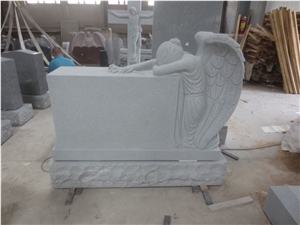 White Marble Weeping Angel Grave Monument