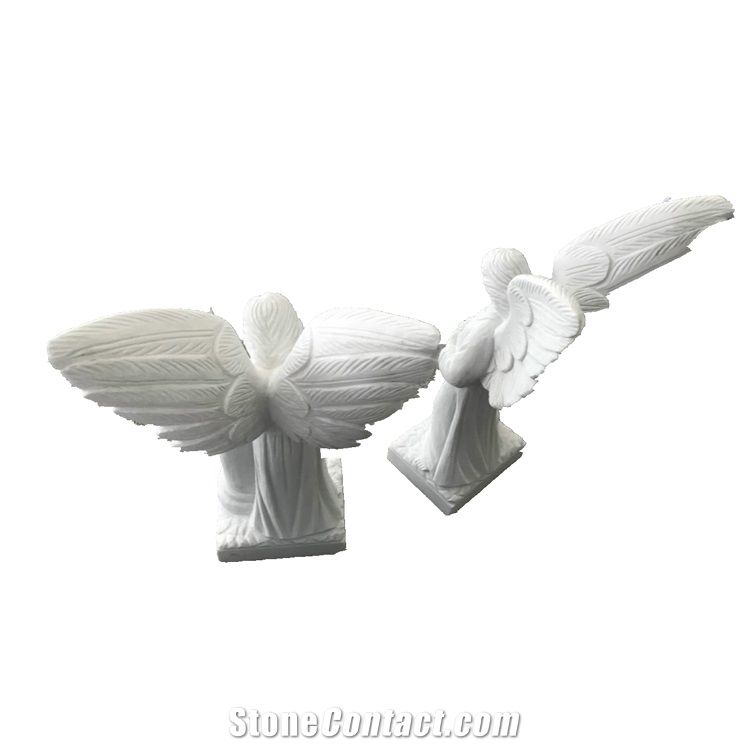 White Natural Marble Cemetery Statue