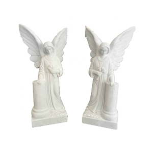 White Natural Marble Cemetery Statue