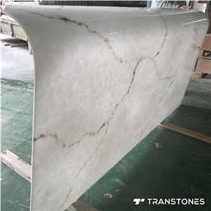 White Polished Faux Curved Onyx Wall Panel Slabs
