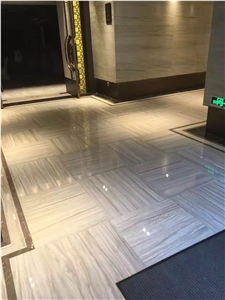 White Wood Vein Marble Tiles for Floor Application