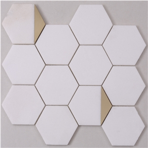 Wholesale White Mix Gold Marble Floor Mosaic Tile