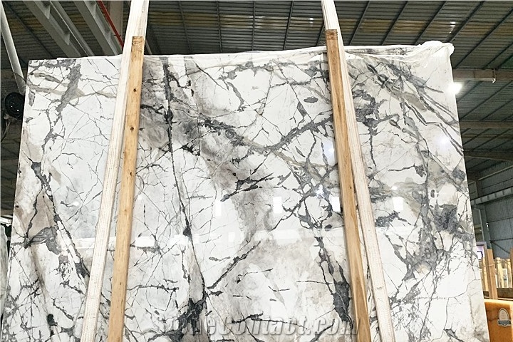 Winter River Snow Marble Slabs