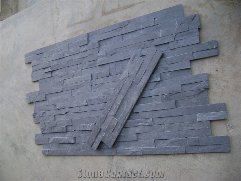 Z-Shape Culture Stone Panels Black Slate