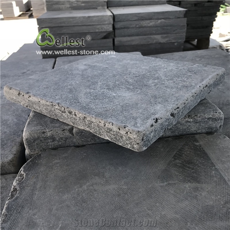 Tumbled Grey Limestone Cobble Stone Garden Paver