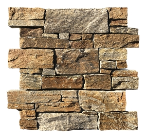 Cement Wall Stone, Brown Quartzite Stacked Ledger