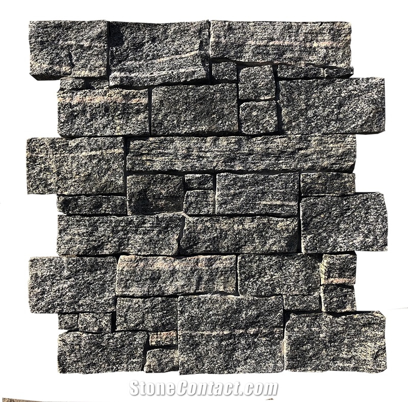 Grey Granite Cement Meshed Stacked Ledge Stone