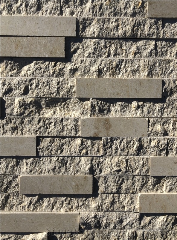 White Marble Stacked Ledge Stone Panels Cladding