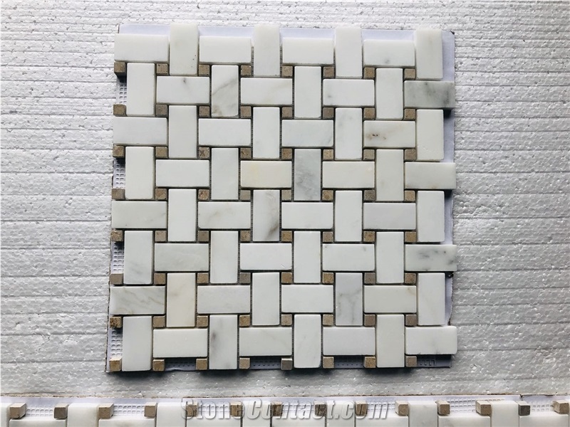Calacatta Gold Basketweave Marble Tile