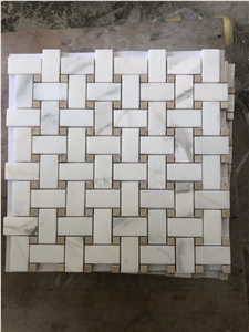 Calacatta Gold Marble Basketweave Marble