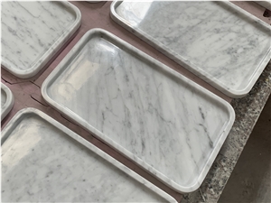 Bianco Carrara White Marble Square Trays Plates