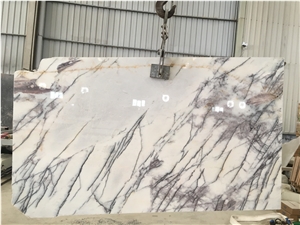Chanel Milas Lilac Pure White Marble Slabs Tiles