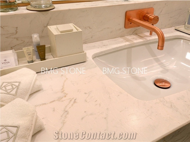 Imperial Volakas Semi White Marble Bath, Imperial Bathroom Vanity Tops