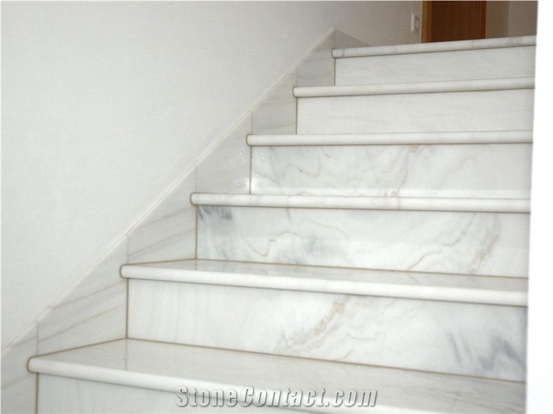 Italy Bianco Lasa Marble White Stone, Tiles For Stairs