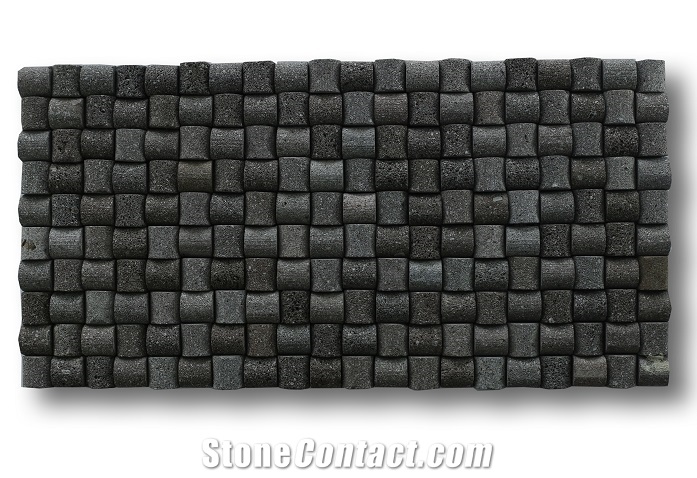 Bali Black Lava Stone Wall Cladding Mosaic