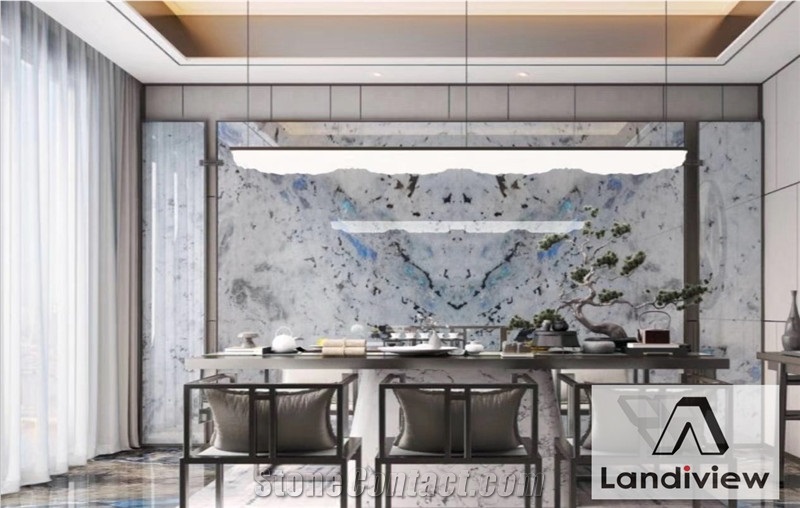 Lobby Wall Cladding Labradorite Bianca Granite