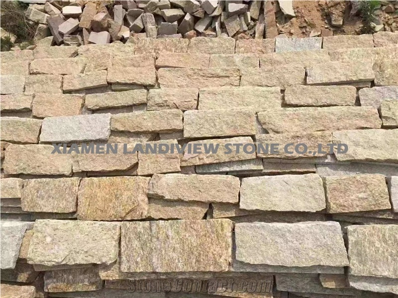 Natural Split Wall Stone Corner Yellow Quartzite